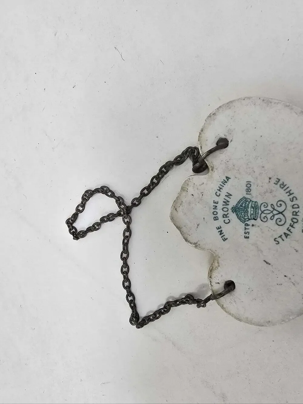 Vintage Crown Staffordshire Vodka Decanter Label Fine Bone China w Chain